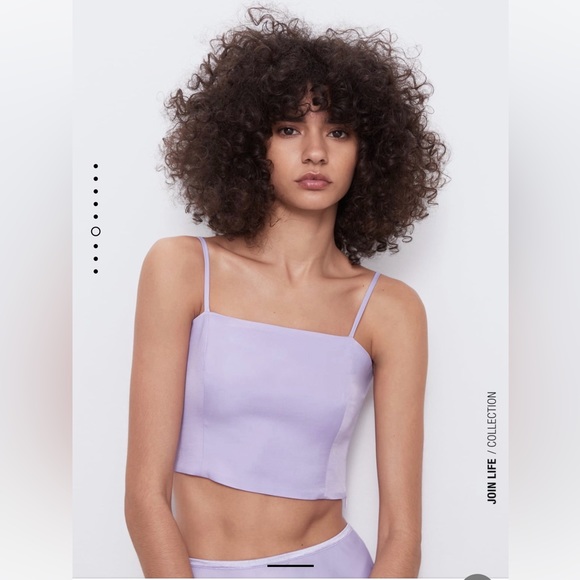Zara Tops - Zara Lavender Lilac Satin Crop Cami Top Adjustable Strap Size M fits S & XS NWT